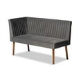 thumbnail image 4 of Baxton Studio Alvis Mid-Century Modern Grey Velvet Upholstered and Walnut Brown Finished Wood 5-Piece Dining Nook Set, 4 of 7