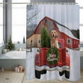 thumbnail image 2 of Christmas Dogs Bathroom Shower Curtain Xmas Trucks Tree Red House Winter Snow Scene Waterproof Washable Shower Curtains for Bathtub Bath Decor with Grommets and Hook 54 X 78 Inch, 2 of 8