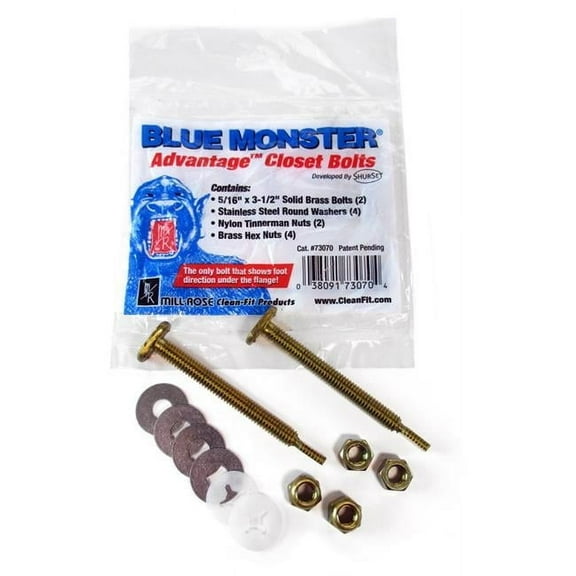 Blue Monster Advantage Closet Bolt - Easy Installation, Smooth Finish - 1 Pack, Plastic