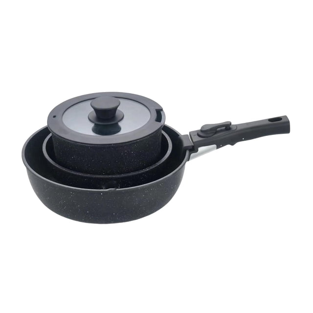 Luzkey Kitchen Cookware Set Pots and Pans Set Sturdy Easy to Clean Non Sticky Detachable Handle for Picnic Hiking Restaurant Camping