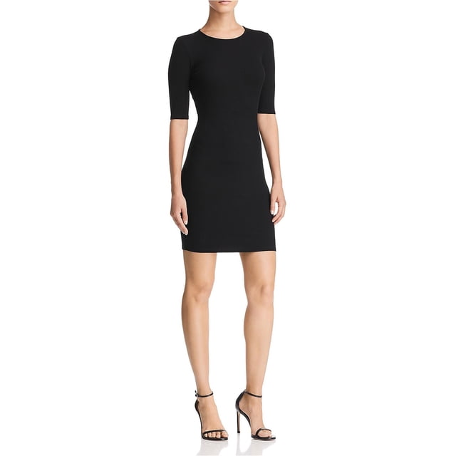 T by Alexander Wang Vestido de suéter recortado para mujer, negro, mediano