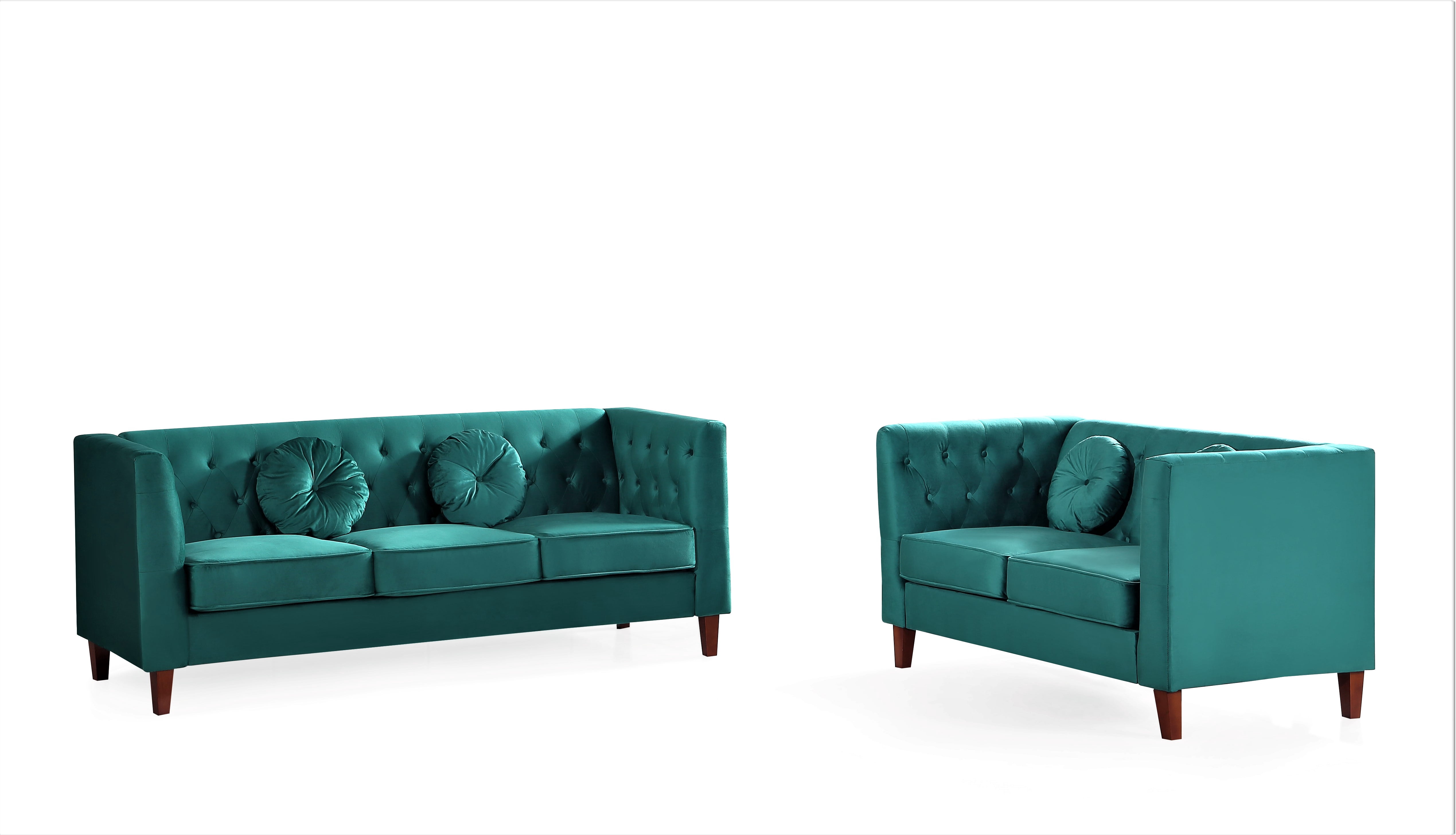 Uspridefurniture Fancher Kittleson Classic 2Pcs Livingroom Set,Green Velvet