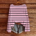 thumbnail image 2 of Ltctricy Sweaters for Women Long Sleeve Boat Neck Striped Chunky Knit Pullover Sweater Tops Casual Loose Jumpers(Pink,Medium), 2 of 6