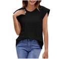 thumbnail image 3 of Women's Summer Tank Tops Round Neck Sleeveless Casual Blouses Shirts Loose Fit Breathable Lightweight Beach Vacation Holiday | CSEONE,Black L, 3 of 9