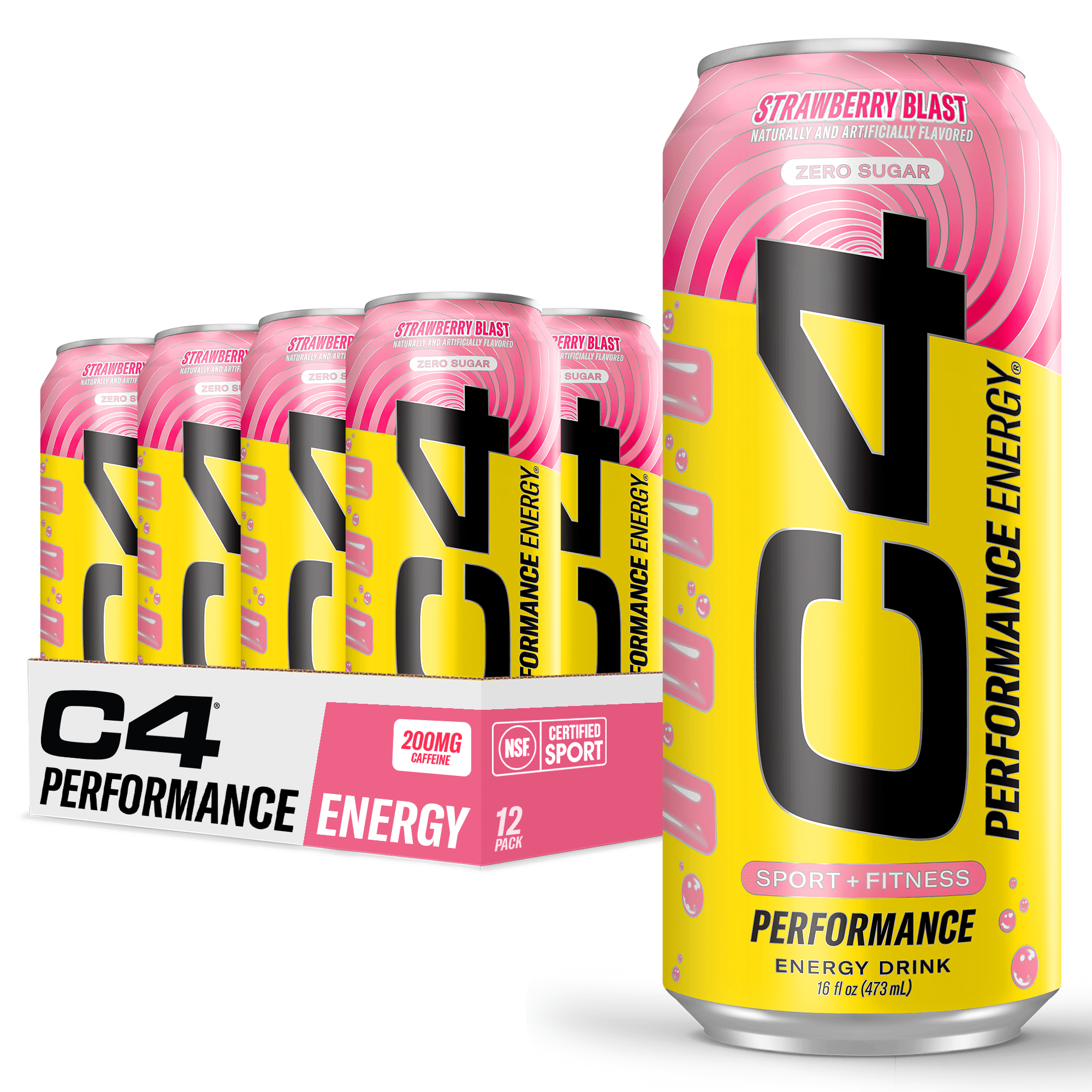 Cellucor C4 Sugar-Free Energy Drink, Starburst Lemon, 16 Oz (12