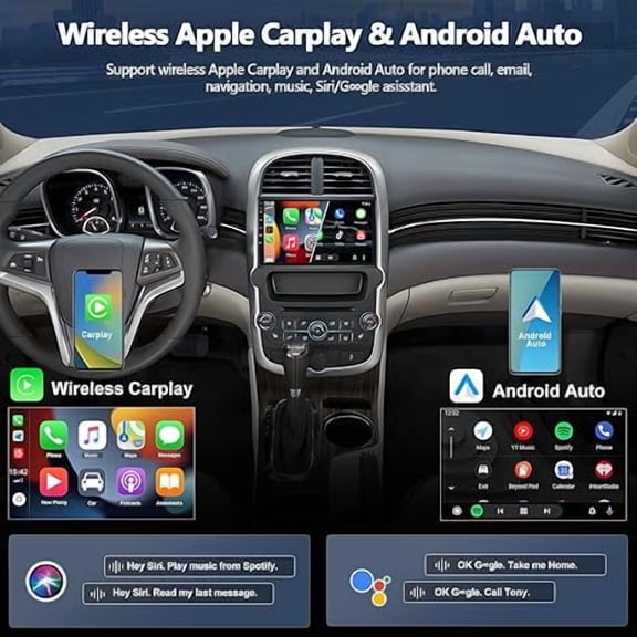 4G 64G Car Stereo Radio for Chevrolet Chevy Malibu 2011-2015 with Wireless CarPlay Android Auto Bluetooth 5.0 WiFi GPS, Android 15 Car Radio, 9" Touch Screen Head Unit, HD Backup Camera