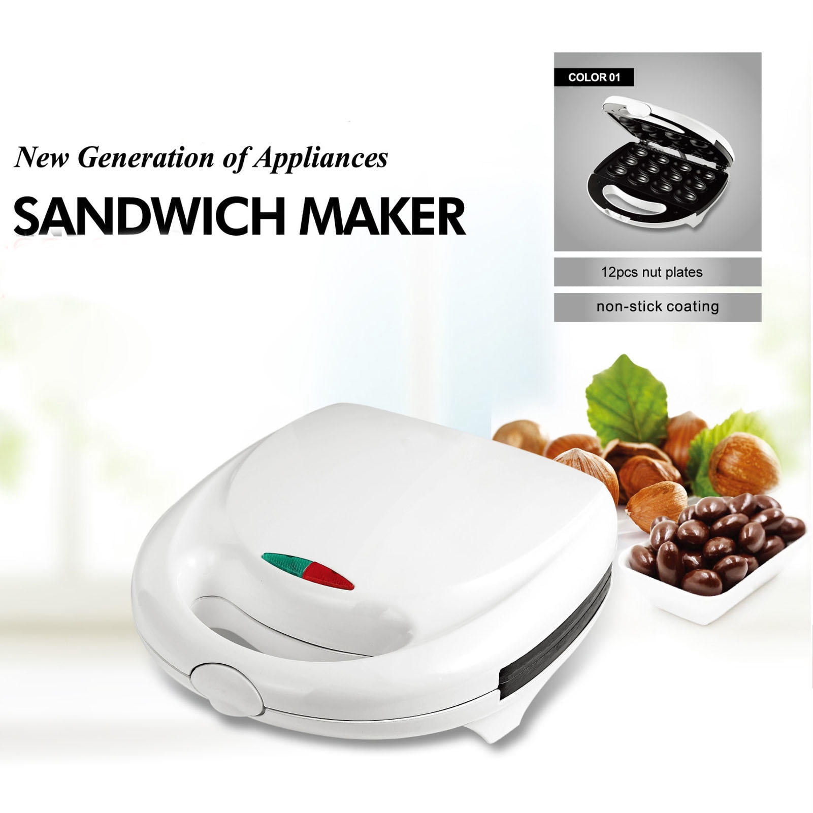Yajisi Nut Waffle & Cake Maker – ABS, Even Heating, Easy‑Clean, Multi‑Use for Breakfast & Sweet Treats, 110V