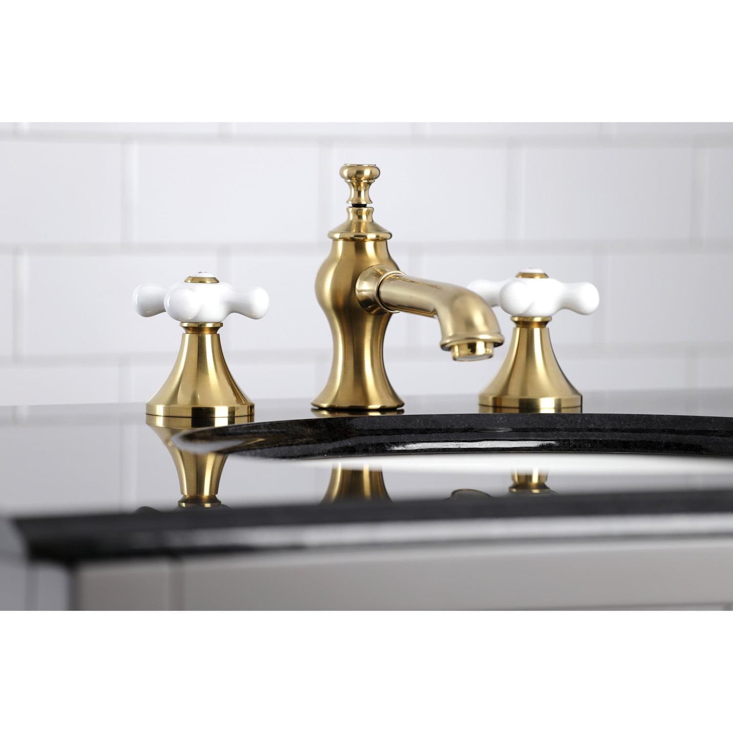 Kingston Brass KC7067PX Vintage 8 in. Widespread Bathroom Faucet, Brushed Brass