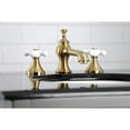 thumbnail image 3 of Kingston Brass KC7067PX Vintage 8 in. Widespread Bathroom Faucet, Brushed Brass, 3 of 5