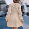 thumbnail image 2 of Aellinatey Women's long-sleeved V-neck solid color knit dress, 2 of 10