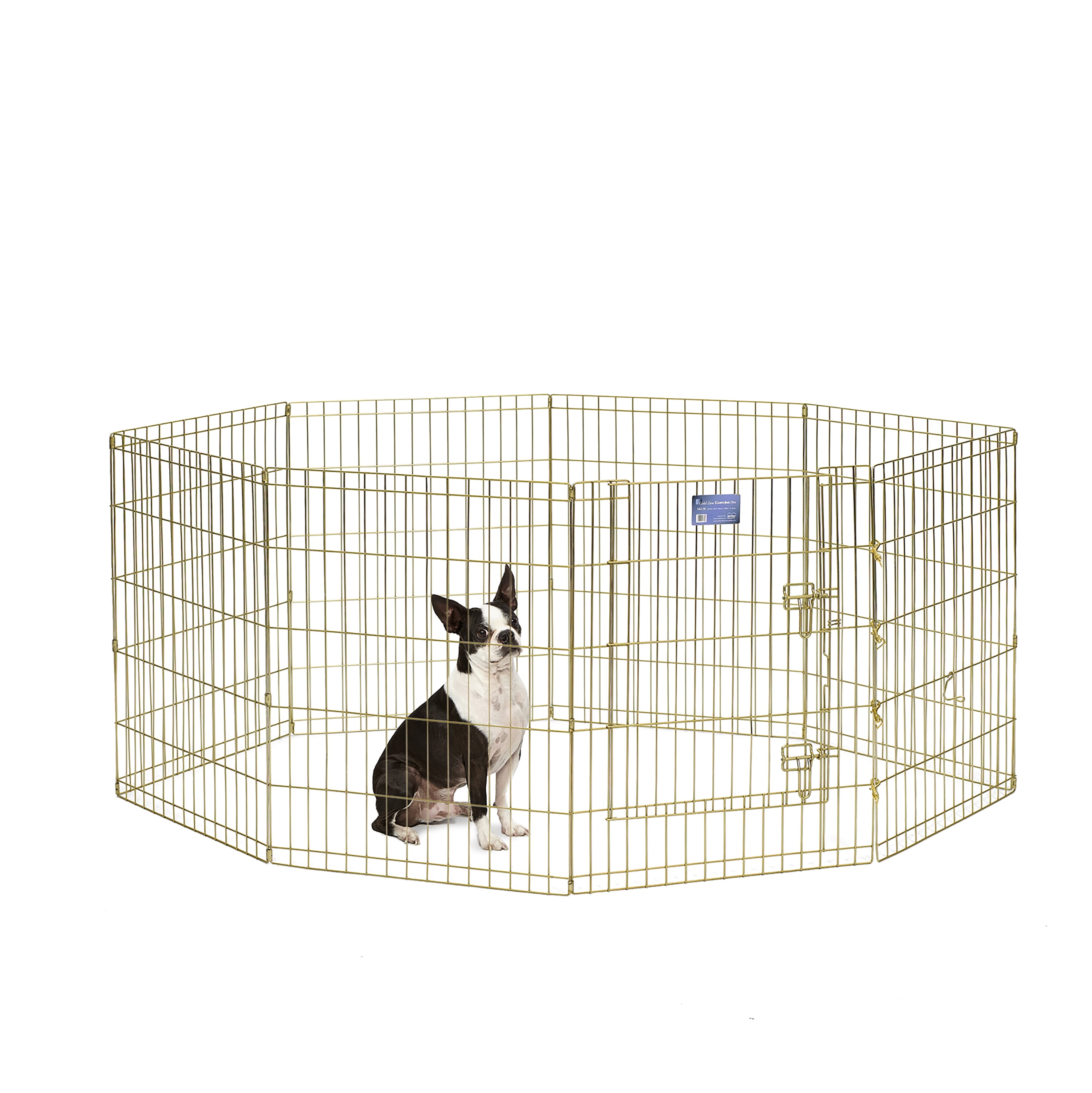MidWest Homes For Pets Foldable Metal Exercise Pen, Playpen, Gold zinc with  door, 24