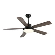 Bright Corners 52 Inch Downrod Ceiling Fans with Lights and Remote Control, Modern Outdoor Indoor Wood and Dark 5 Blades LED Lights Smart Ceiling Fans for Bedroom, Living Room, and Patios