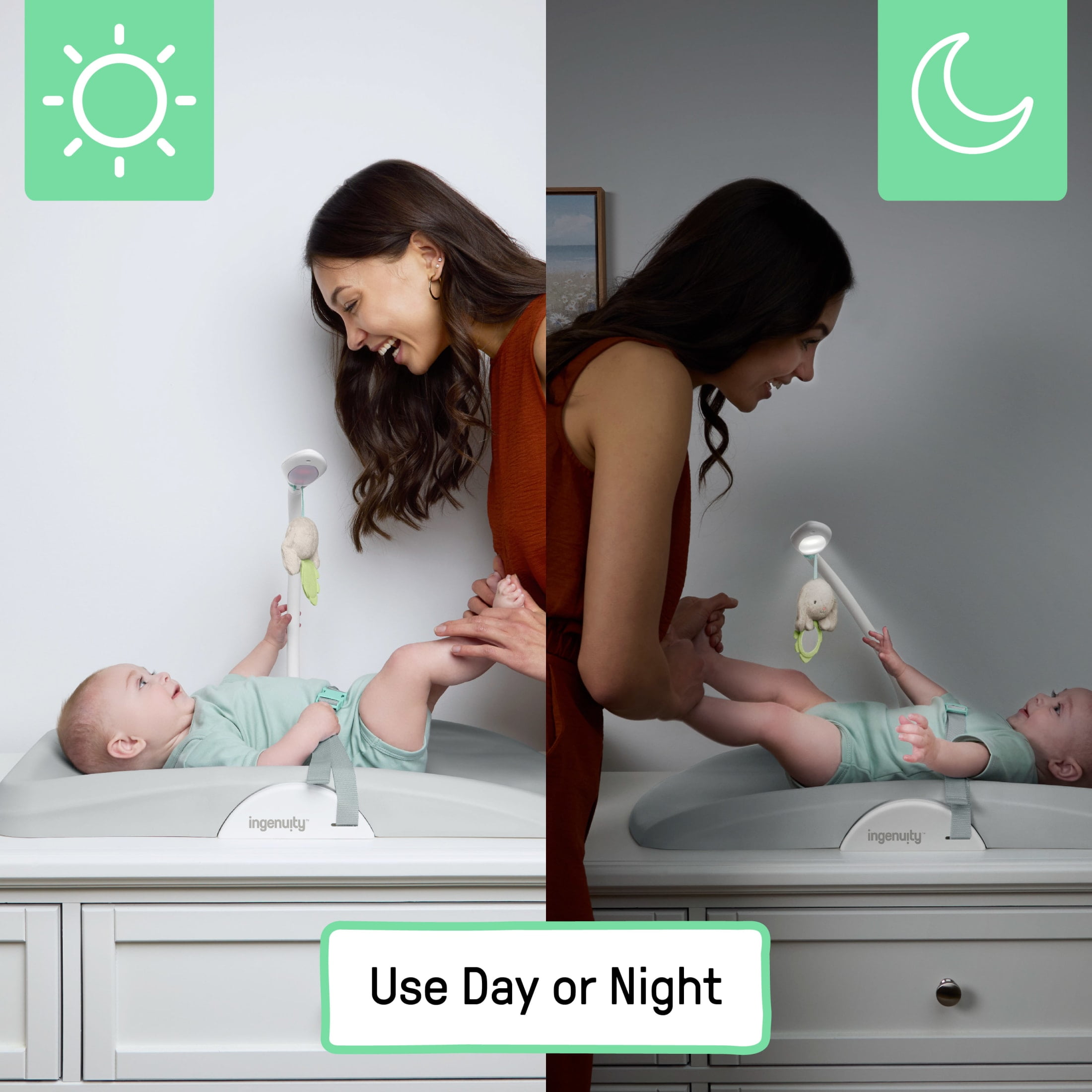 Ingenuity Day & Night Sylvi Baby Changing Pad - Includes Nightlight - Easy to Clean - Extra Comfort - Ages 0M+