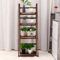 thumbnail image 5 of 3 Tier Folding Wooden Flower Stand Plant Display Stand Nature Plant Shelf for Living Room Balcony Patio Yard Indoors & Outdoors, 5 of 20