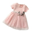 thumbnail image 2 of ROLKFUK Baby Girls Casual Dresses, Short Sleeve Cotton Cute Mesh Summer Dress Pink Size 1T, 2 of 3
