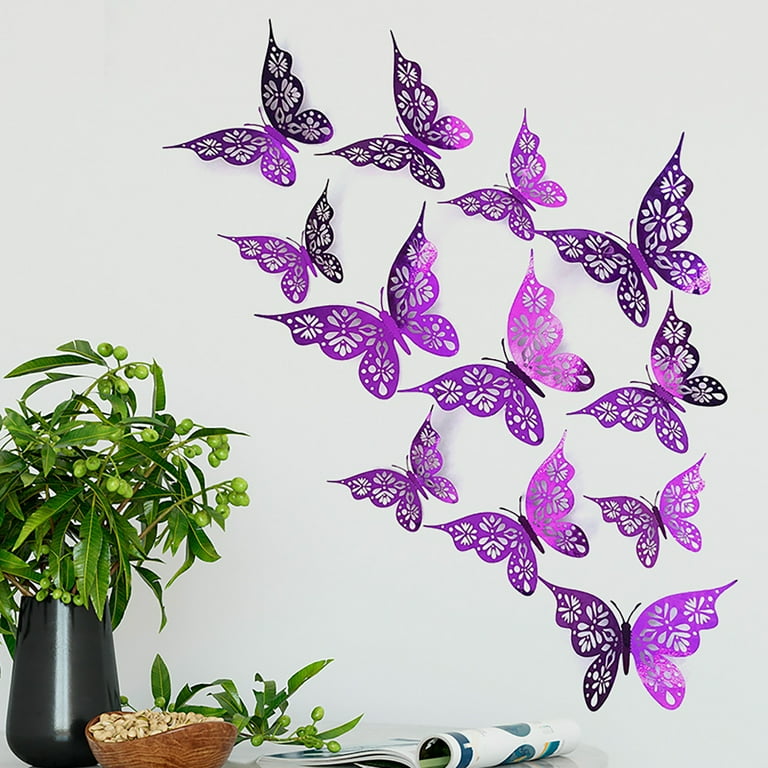 paper 12 pieces hollow wall butterfly