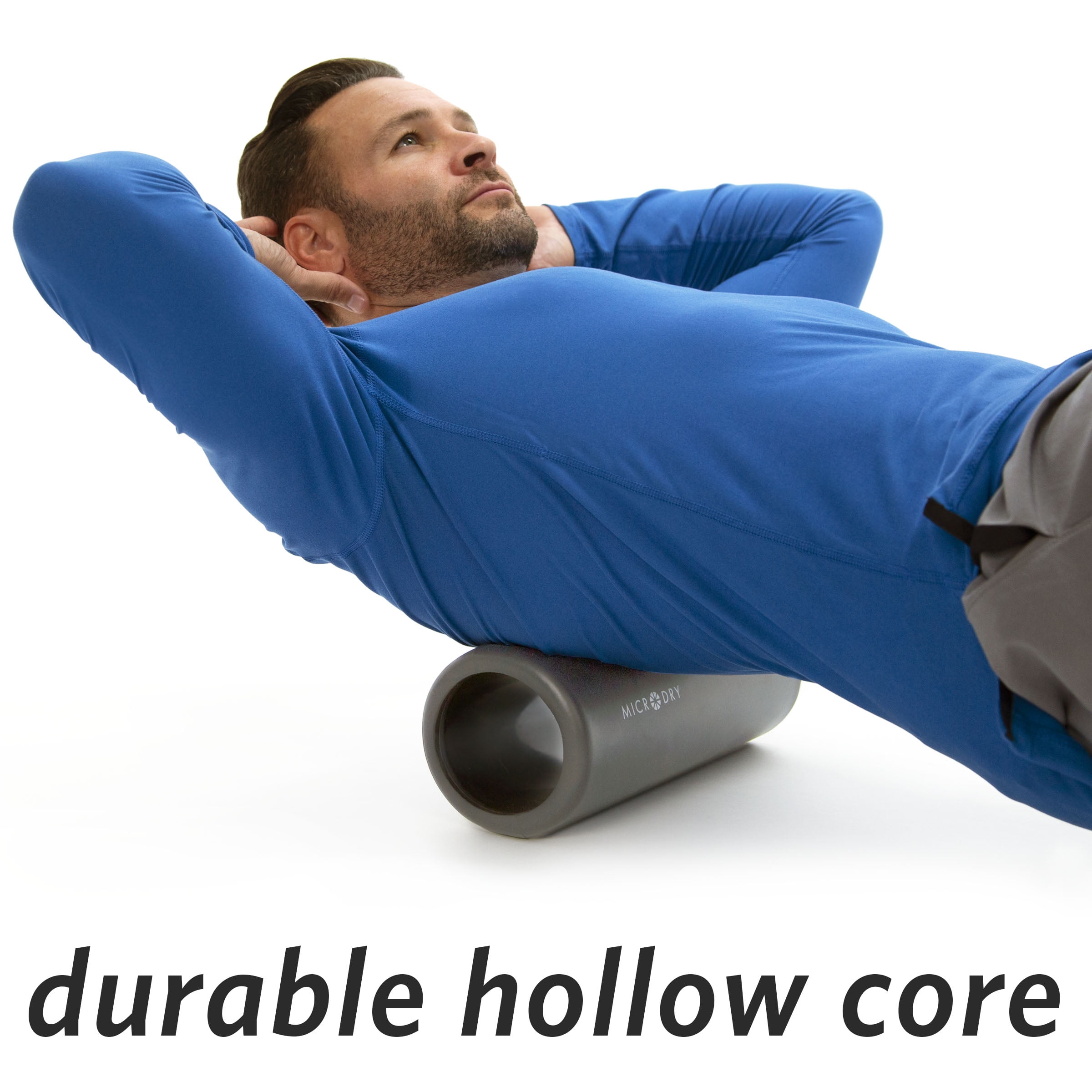 Microdry Fitness Foam Roller for Muscle Relief, Firm, 13" x 5.3", Light Gray