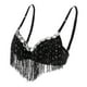 thumbnail image 4 of Mujeres Lentejuelas Lentejuelas Moda Borla Trajes de danza del vientre Crop Top Dancewear Negro Yuyangstore Sujetador de danza del vientre para mujer, 4 of 8