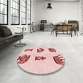 thumbnail image 4 of Ahgly Company Machine Washable Indoor Round Transitional Light Rose Pink Area Rugs, 3' Round, 4 of 7