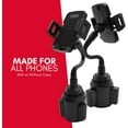 thumbnail image 2 of Macally Car Cup Holder Phone Mount - Adjustable 5" Gooseneck with Cable Hanger - for Phones 2" - 3.74" Wide (iPhone, Galaxy, Pixel, Etc) and Most Vehicles - Sturdy Cup Phone Holder for Car SUV Truck, 2 of 7