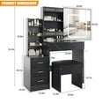 thumbnail image 4 of Vanity Desk with Sliding Mirror & Lights, Makeup Vanity Set with Charging Station 4 Drawers 7 Shelves, Large Vanity Set with Cushioned Stool for Bedroom, Marble Black, 4 of 7