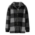 thumbnail image 6 of Jinhomg Womens Casual Fleece Coat Thermal Comfy Long Sleeve Button Down Shirt Jacket Soft Cozy Plaid Print Sherpa Lined Outerwear Ladies Gift Spring Saving Gray S, 6 of 7