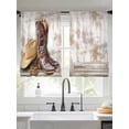 thumbnail image 3 of Western Cowboy Boots Sheer Curtains 45 Inches Length 2 Panels Set, Window Sheer Curtains for Living Room/Bedroom, Vintage Country Brown Wooden Light Filtering Rod Pocket Curtain 52''x45''x2, 3 of 8