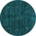 thumbnail image 1 of Ahgly Company Machine Washable Indoor Round Abstract Turquoise Blue Contemporary Area Rugs, 3' Round, 1 of 4