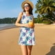 thumbnail image 3 of Easygdp Palm Leaves para Vestido Transpirable de Mujer, Vestido Suelto de Manga Corta con Pliegues y Bolsillos para el Verano, 3 of 7