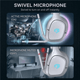 thumbnail image 3 of Captain 700 Pro 2.4GHz Wireless Gaming Headset for PS4/PS5/Switch/PC, Wireless gaming Headphones with Noise-Canceling Flip Mic, 3.5mm Wired Mode for Xbox Series,LED Light,White, 3 of 9