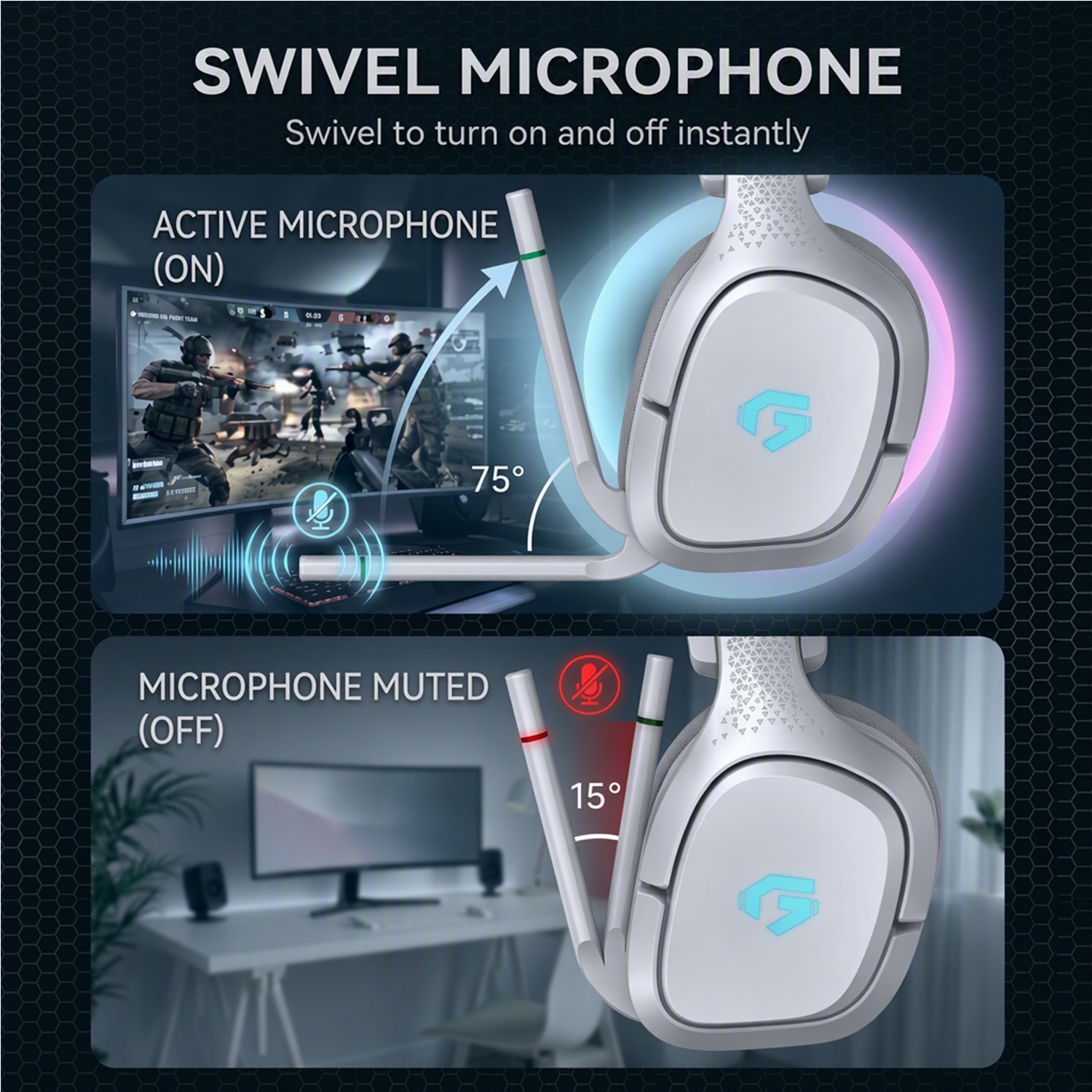 Captain 700 Pro 2.4GHz Wireless Gaming Headset White photo 2