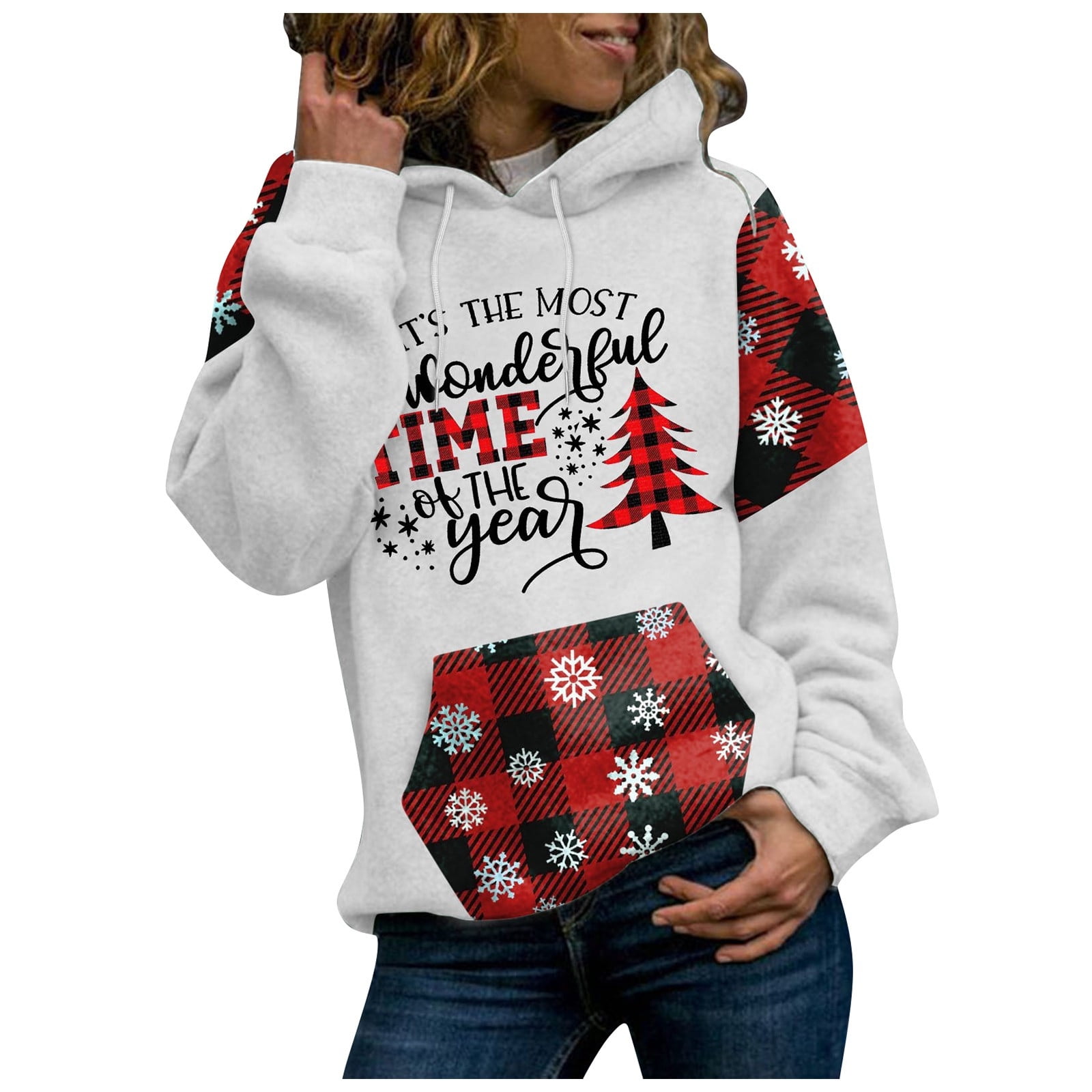 jovati Christmas Sweatshirt for Women Fashion Women Casual Hooded