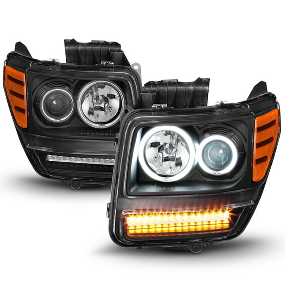 2007-2012 Dodge Nitro CCFL Halo DRL Projector Headlights w/LED Signal Light Lamp