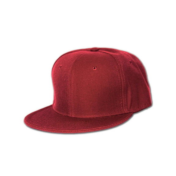 New Blank Baseball Flat Bill Fiited Hat Cap - Maroon 71/4