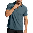 thumbnail image 1 of Men's Color-Block Stretch Polo Shirt Short-Sleeve Collared Button Placket Casual Daily Light Commute Spring & Autumn Wear,Navy,L, 1 of 6