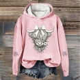 thumbnail image 2 of Telankuip Bow Highland Cow Christmas Hoodies for Women Holiday Western Print Girly Style Pullover Sweatshirts Soft Comfortable Long Sleeve Holiday Hooded Tops 2025 Fashion Pink XXL, 2 of 3