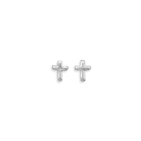 Extra Small Polished Cross Sterling Silver Post Stud Earrings