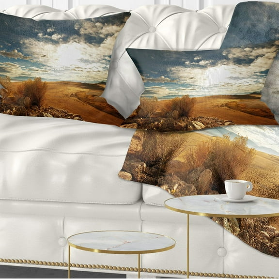 Designart Prairie under Heavy Clouds - Landscape Printed Throw Pillow - 12x20