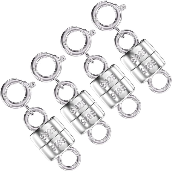 925 Sterling Silver Magnetic Necklace Clasps and Closures,Gold and Silver Magnetic Clasp Converter for Jewelry Making Supplies,Chain Extender Connector for Small Necklace Bracelet