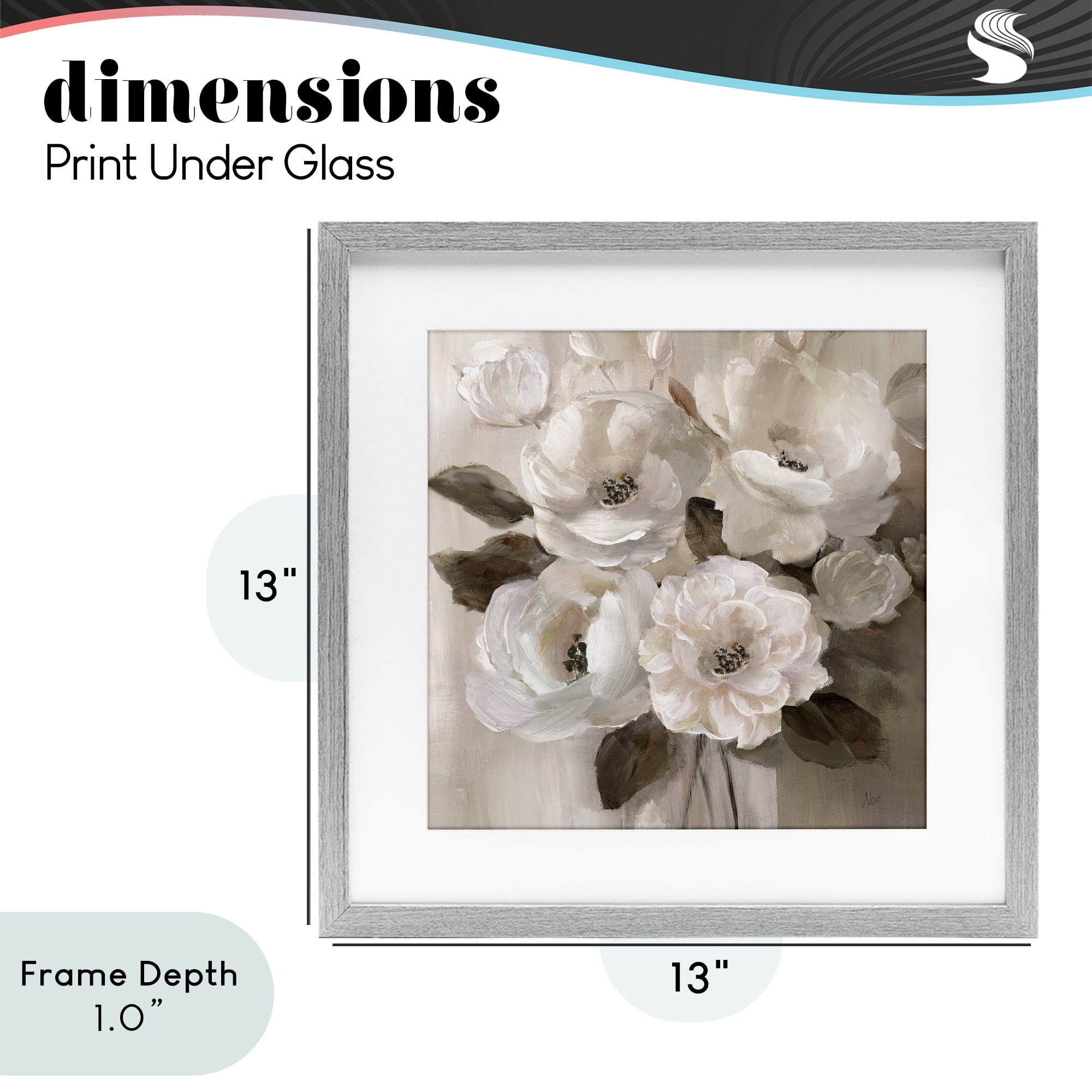 Stupell Industries Ivory Flower Bushel Gray Framed Print Under Glass, design by Nan