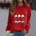 thumbnail image 2 of Gibobby Sudaderas para mujer navidad Sudadera de cuello redondo con estampado navideño para mujer, camisetas informales de manga larga para entrenamiento(Rojo,G), 2 of 4