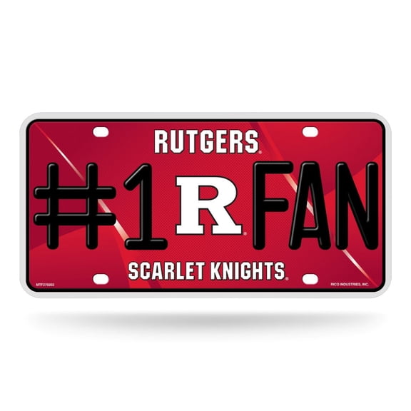 Rutgers NCAA Scarlet Knights #1 Fan Metal License Plate Tag - Number One! Let's Go!!