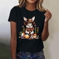 thumbnail image 4 of Mujeres de Manga Corta Tops Casual Nuevo Cuello Redondo Pascua, Ligera Camiseta de Poliéster Spandex, 4 of 4