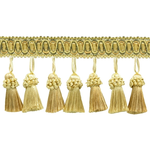 3" (7.5cm) Elegant Noblesse Collection Vintage Tassel Fringe Trim # TFH3CT,, Canary Gold #4875 (Dark Gold, Yellow Gold) Sold By The Yard (36"/3 ft/0.9m)