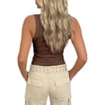 thumbnail image 3 of MDUKONU Summer Womens Tank Tops 2026 Square Neck Fitted Sleeveless Shirts for Women Ribbed Basic Top Size: XL/2 Coffee, 3 of 7