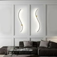 thumbnail image 2 of Minimalist Linear Wall Sconce Black Gold Wall Lamp, LED Bar Strips Indoor Bedroom Lighting Fixtures for Living Room Background Home Decoration Modern Wall Wash Lights, 2 of 7