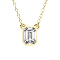 Diamond Pendant Necklace For Women | 1 Carat IGI Certified Emerald Shape | Classic Bezel Solitaire Lab Diamond Pendant Necklace 14K Yellow Gold | FG-VS1-VS2 Quality Friendly Diamonds