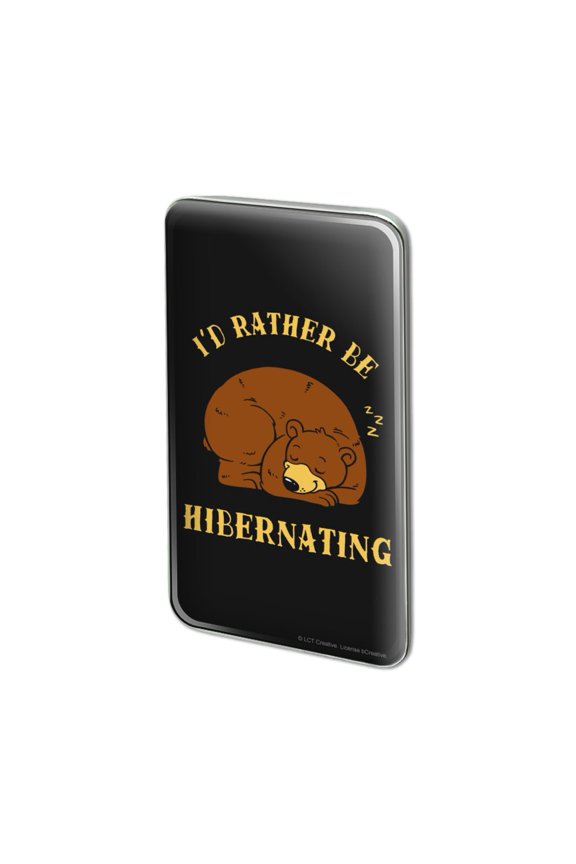 I'd Rather Be Hibernating Sleeping Bear Funny Humor Metal Rectangle Lapel Hat Pin Tie Tack Pinback