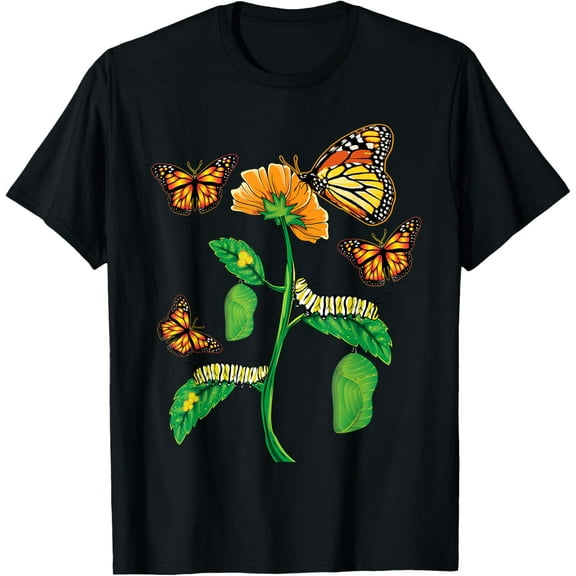 Monarch Butterfly Lover Life Cycle Metamorphosis Caterpillar T-Shirt