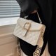 thumbnail image 5 of Bolsos cruzados de cuero para mujer a la moda, bolso cuadrado pequeño a la moda para mujer, para viajes, color blanco, 5 of 5